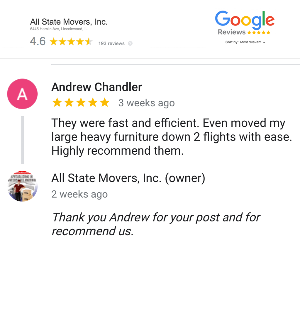 All State Movers - Customer Review