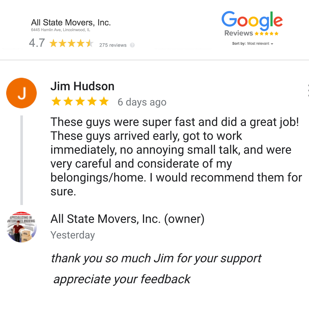 All State Movers - Customer Review