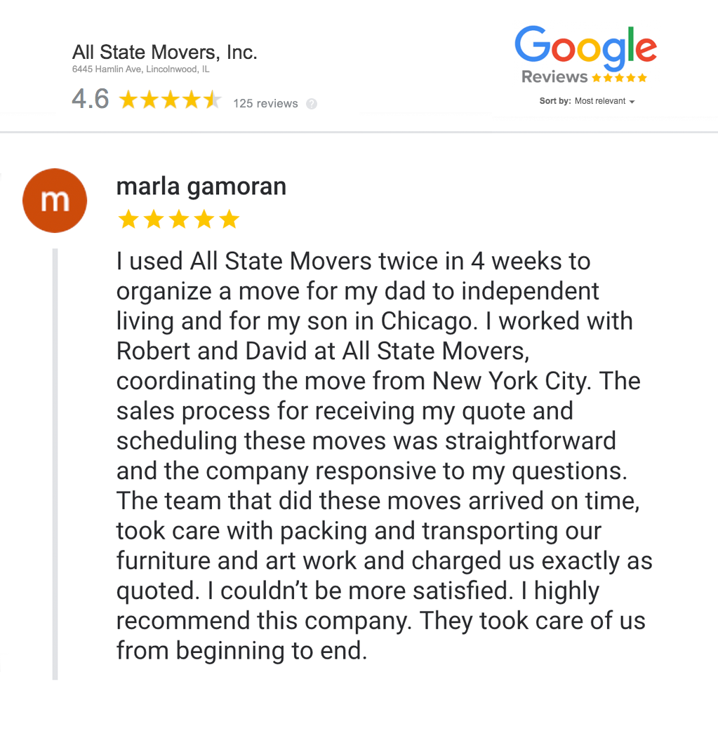 All State Movers - Customer Review
